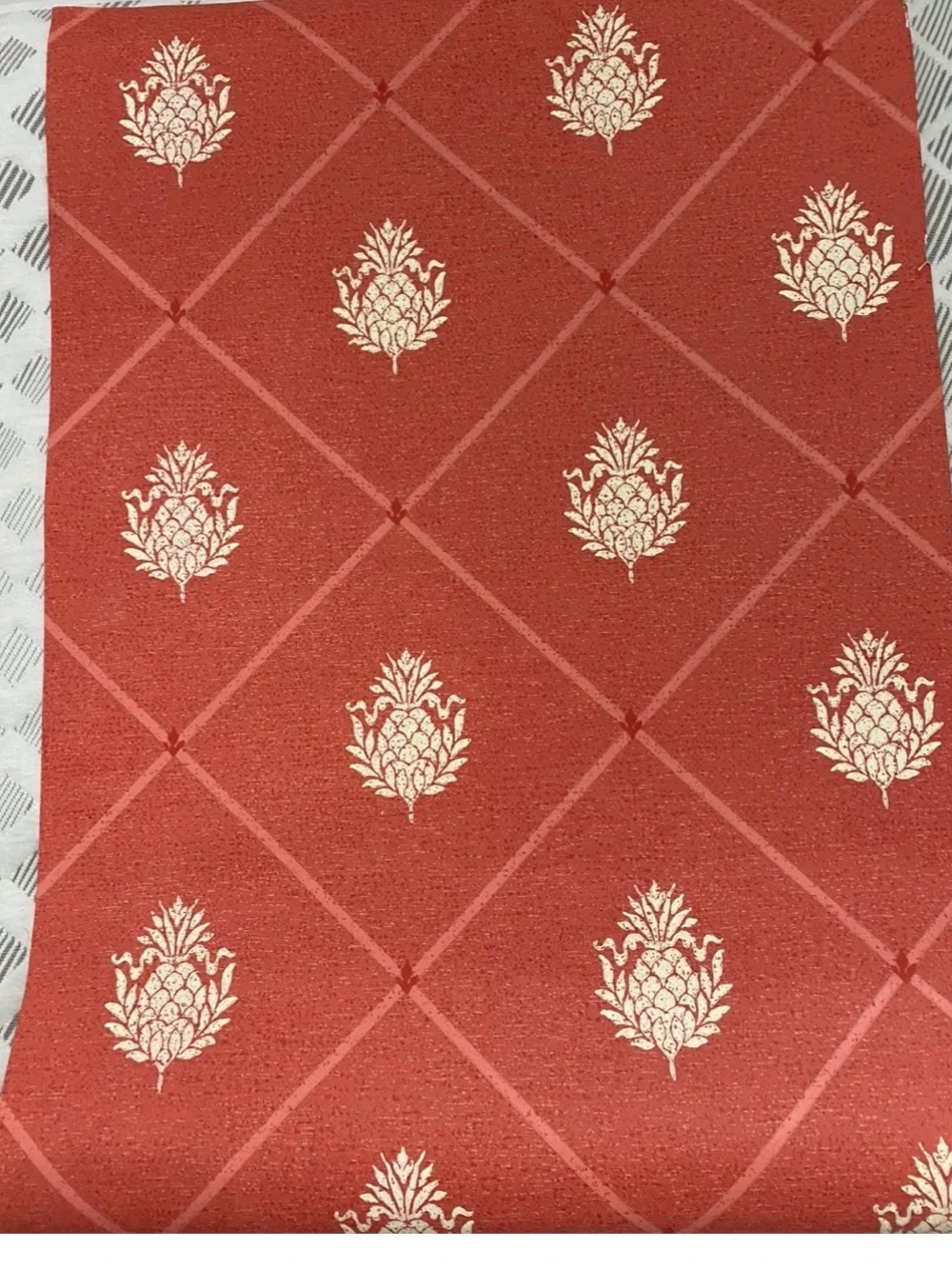 In search of 4 rolls of Antonina Vella Pineapple Trellis wall paper by York